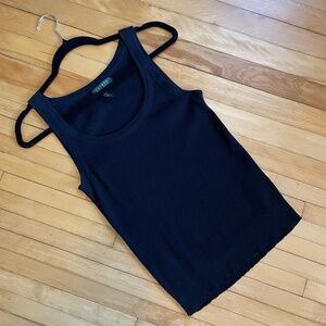 LAUREN RALPH LAUREN Ribbed Knit Sweater Tank Top Navy Classic Preppy Resort